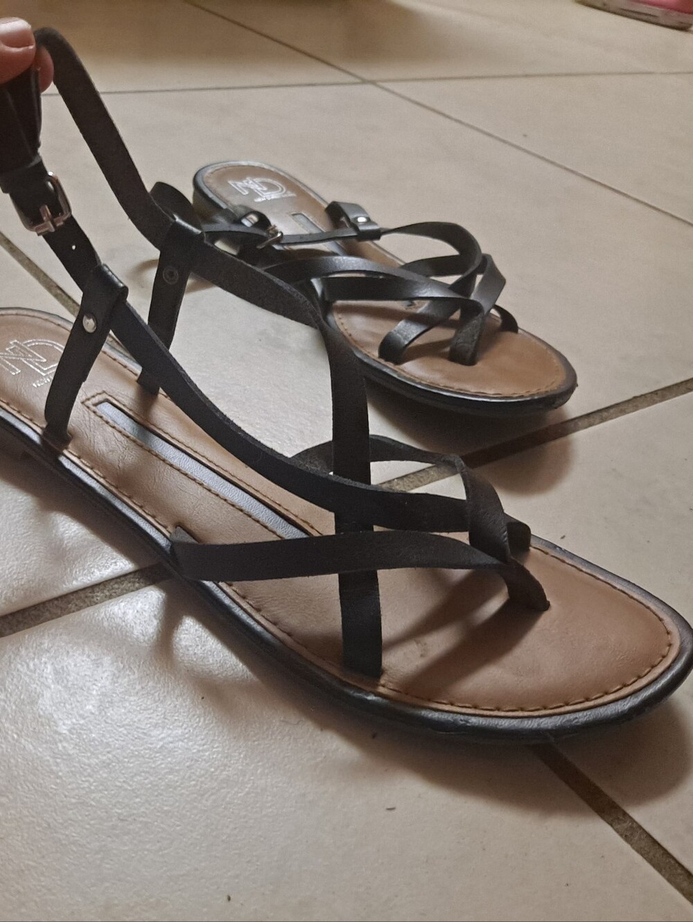 New Directions Black Strappy Slide Sandals - Picture 4 of 4